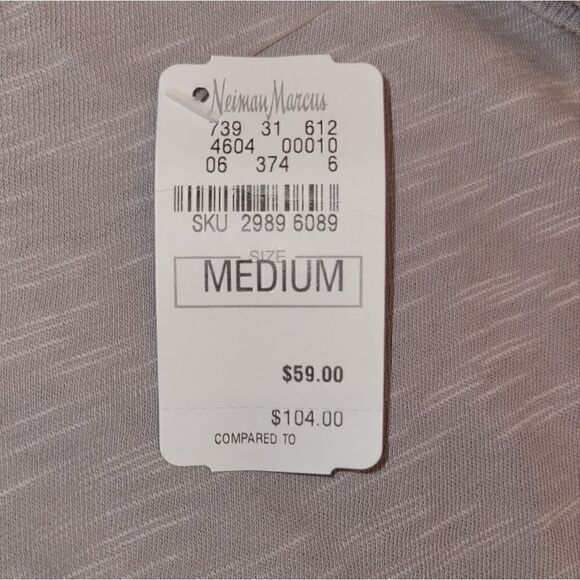 NWT Jethro Neiman Marcus Gray Gray Distressed Hem Asymmetrical Top Tshirt M - Picture 9 of 12